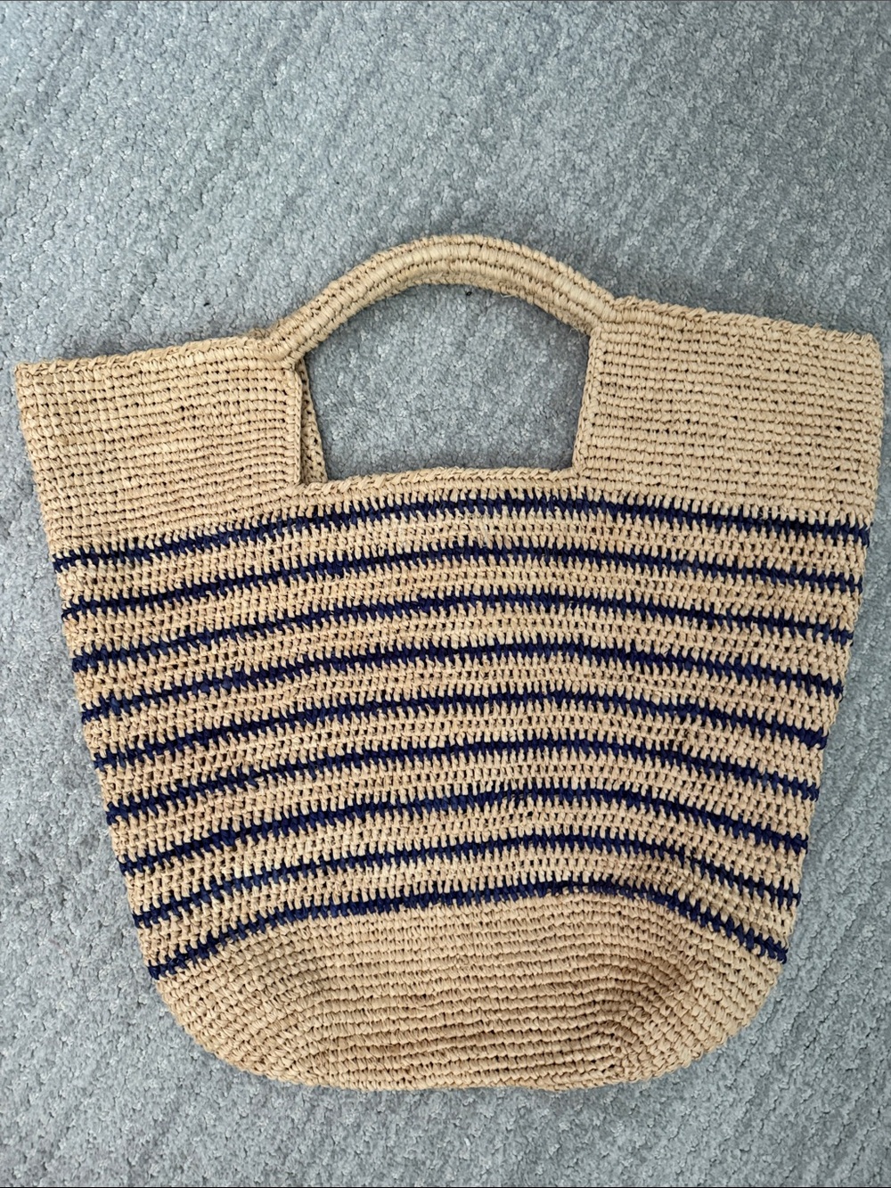 Vineyard Vines Natural and Navy Crochet Stripe Tote